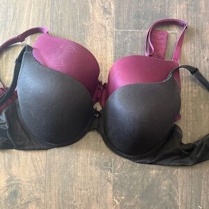 Victoria's Secret Black and Plum Molded Push-Up Bra
